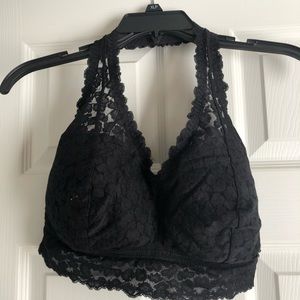 AERIE halter black lace bralette, XL